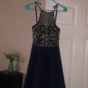 Blue beaded formal dress worn once